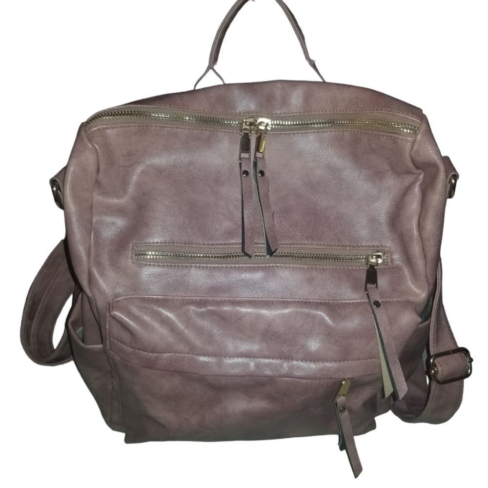 Leather Backpack Pale Pink Color - Picture 3 of 9